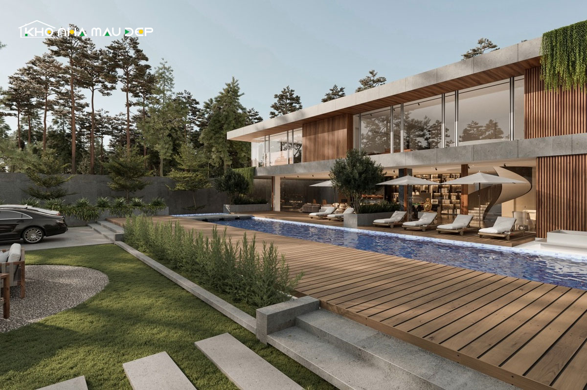 Mẫu thiết kế biệt thự phong cách hiện đại 4 phòng ngủ