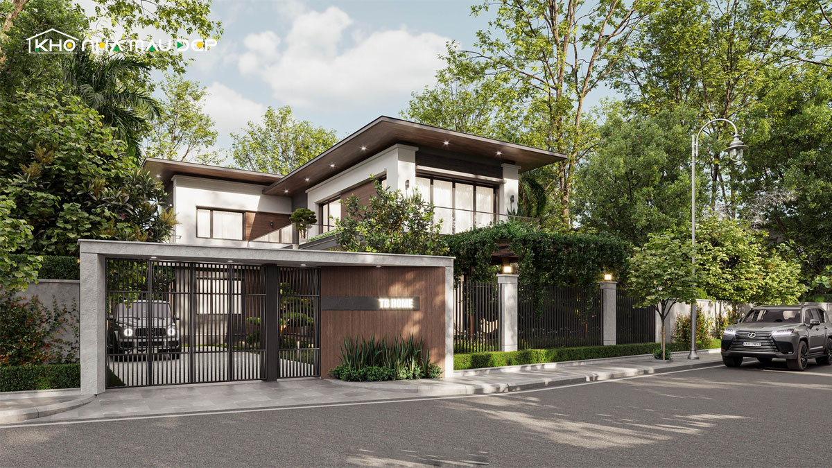 Mẫu nhà biệt thự có sân vườn phong cách hiện đại