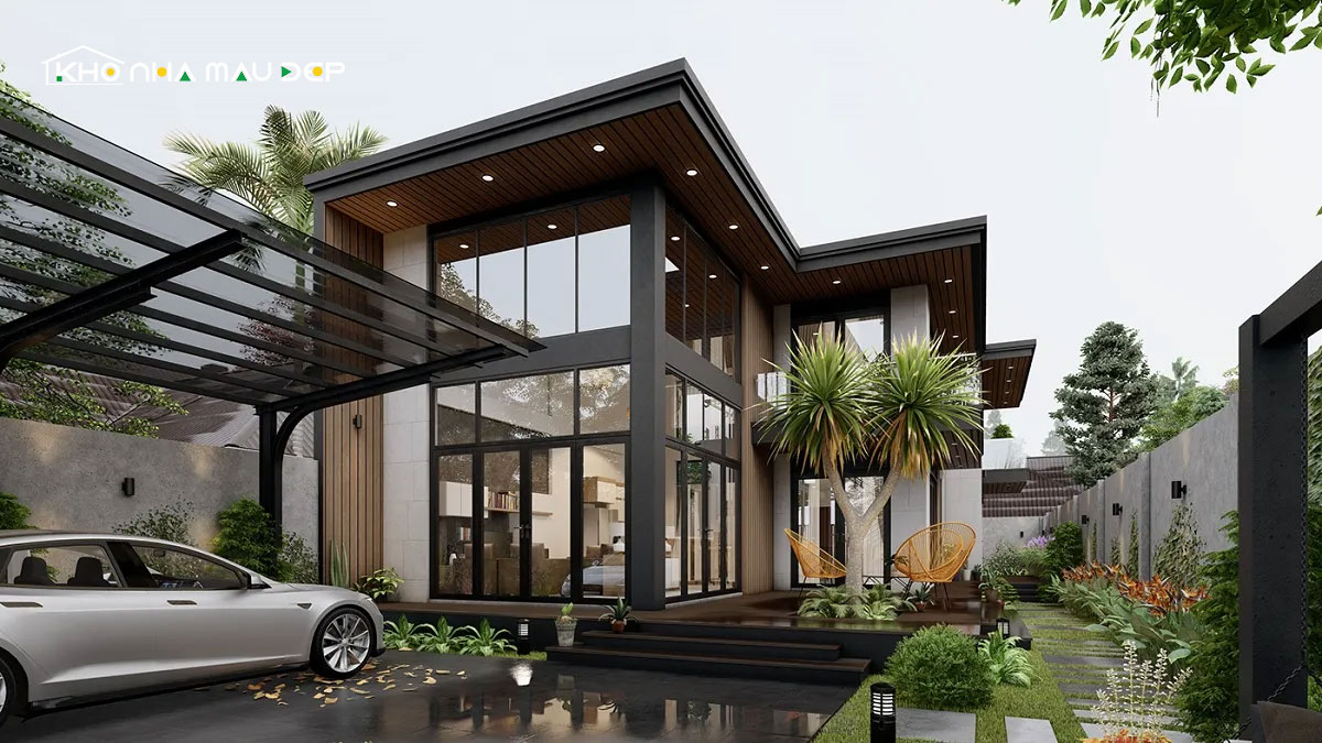 Mẫu biệt thự hiện đại hình chữ L
