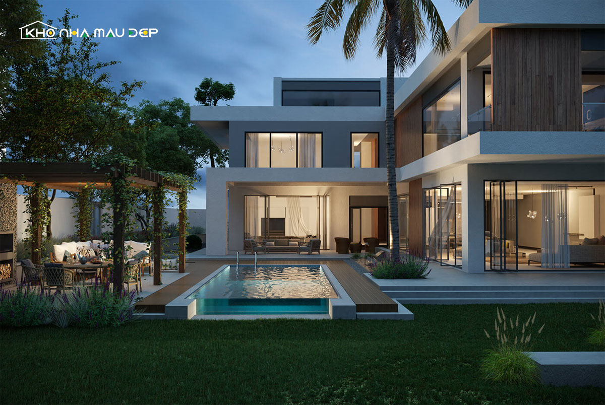 Mẫu biệt thự đẹp hiện đại mái bằng