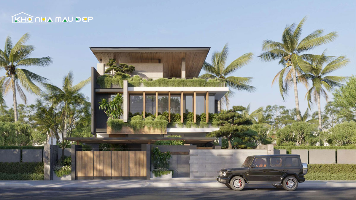 Mẫu thiết kế biệt thự phong cách hiện đại có tầng hầm