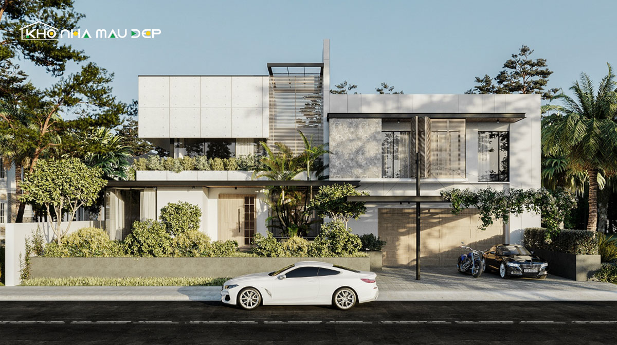 Mẫu nhà biệt thự đẹp hiện đại có sân vườn