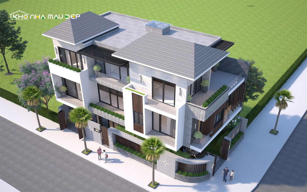 Mẫu biệt thự đẹp hiện đại mái Nhật