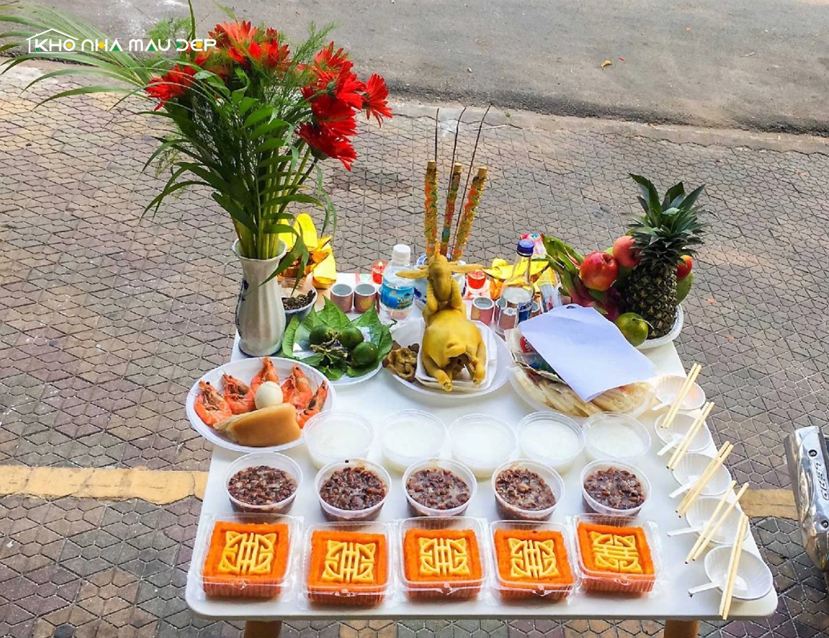 Mâm lễ đồ mặn cúng sửa nhà