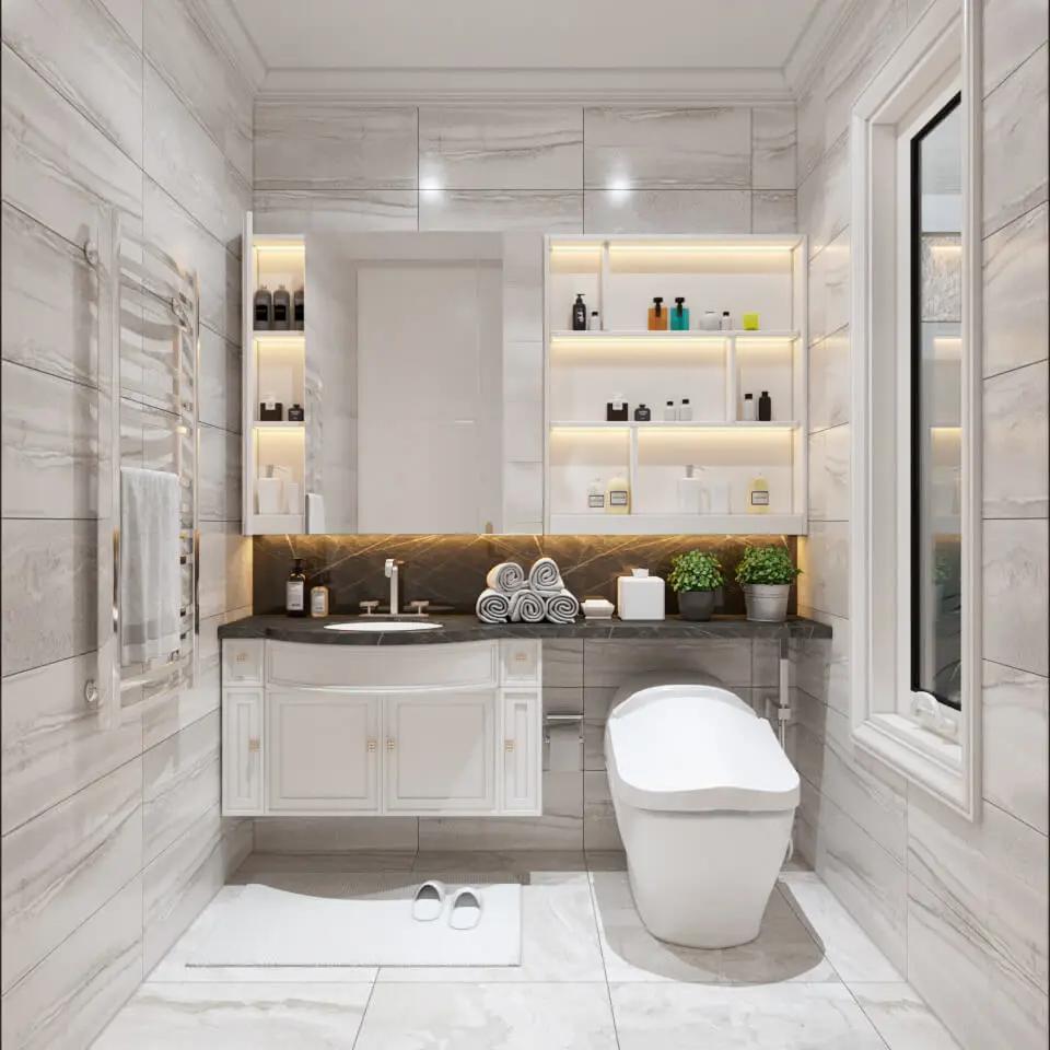 Thiết kế nhà vệ sinh nhà mái lệch 2 tầng (nguồn: sưu tầm)