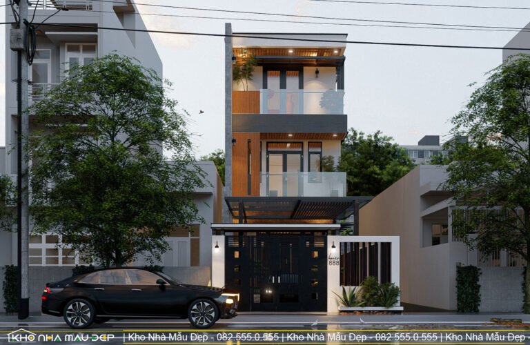 nhà ống 3 tầng 2 mặt tiền 4 phòng ngủ 5x20m