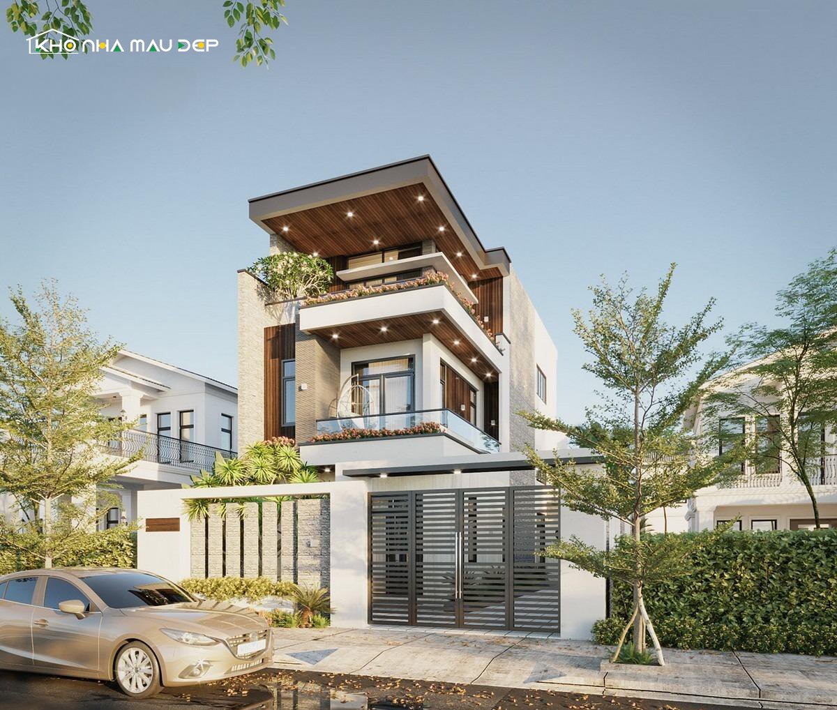 Mẫu nhà ống 3 tầng đẹp mái bằng 