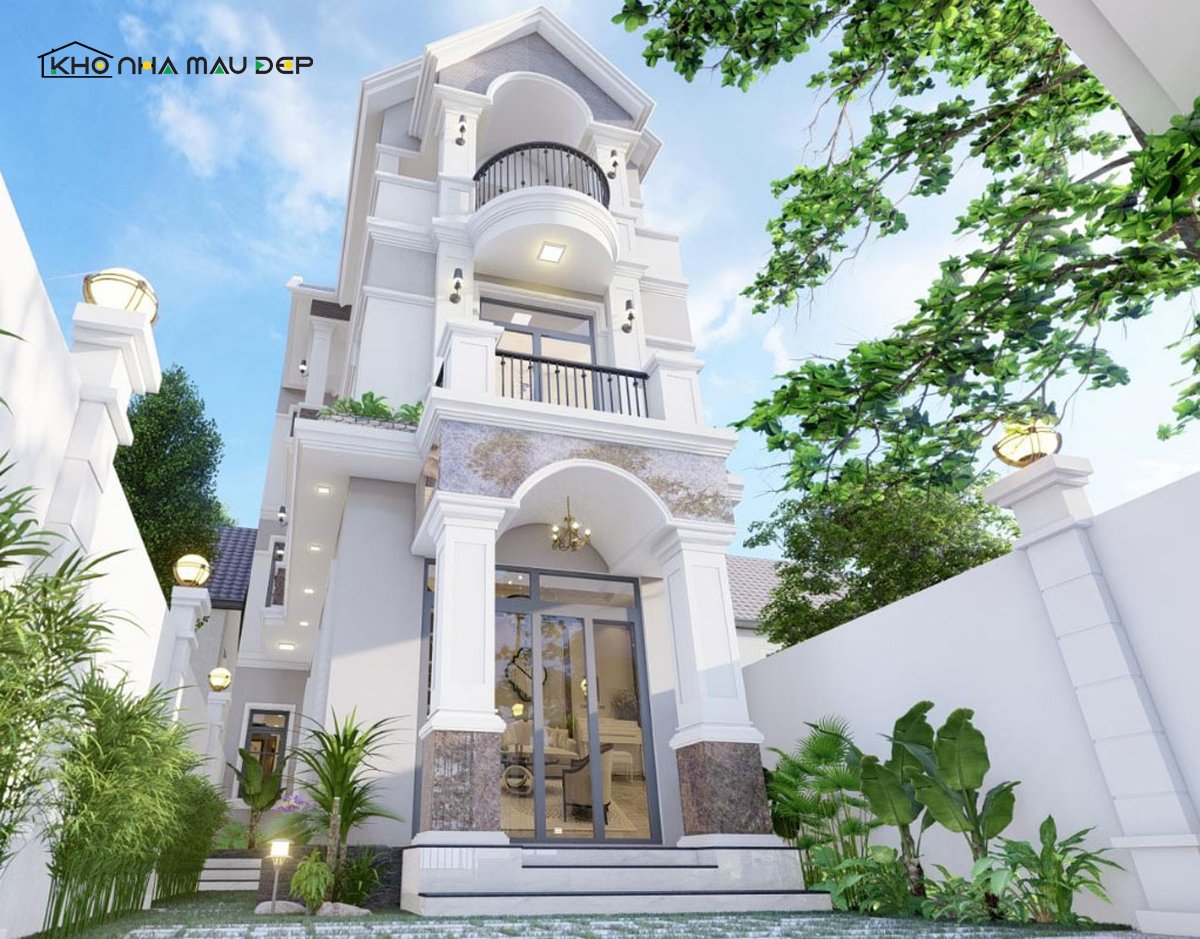 Mẫu nhà ống 3 tầng đẹp mái Thái sang trọng 