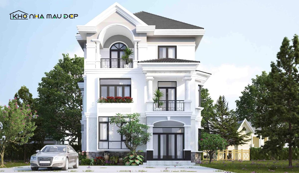 Mẫu nhà ống 3 tầng đẹp mái Nhật 