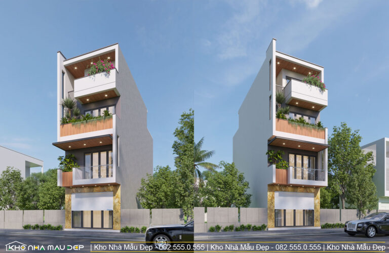nhà phố 4 tầng mái bằng 5x15m