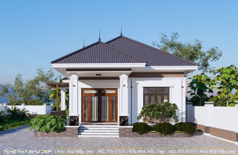 Mẫu sân vườn nhà cấp 4 mái nhật diện tích 350m