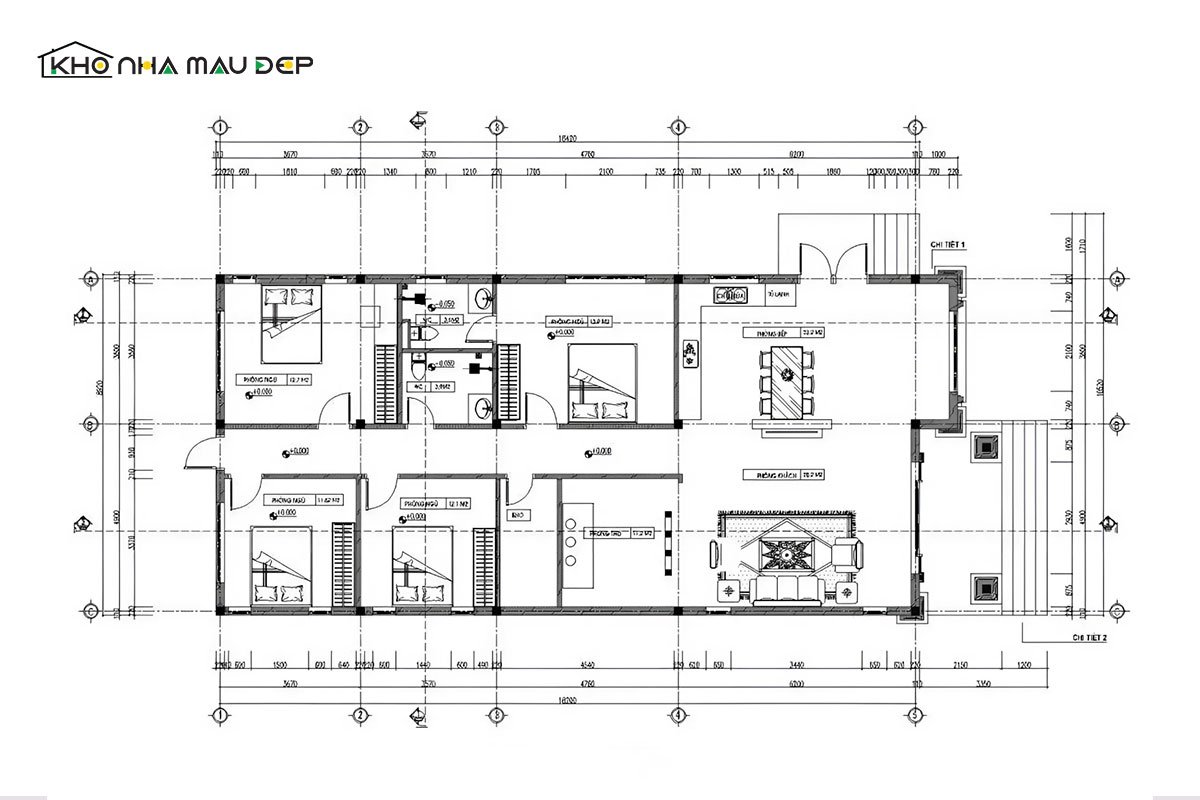 nhà cấp 4 chữ u