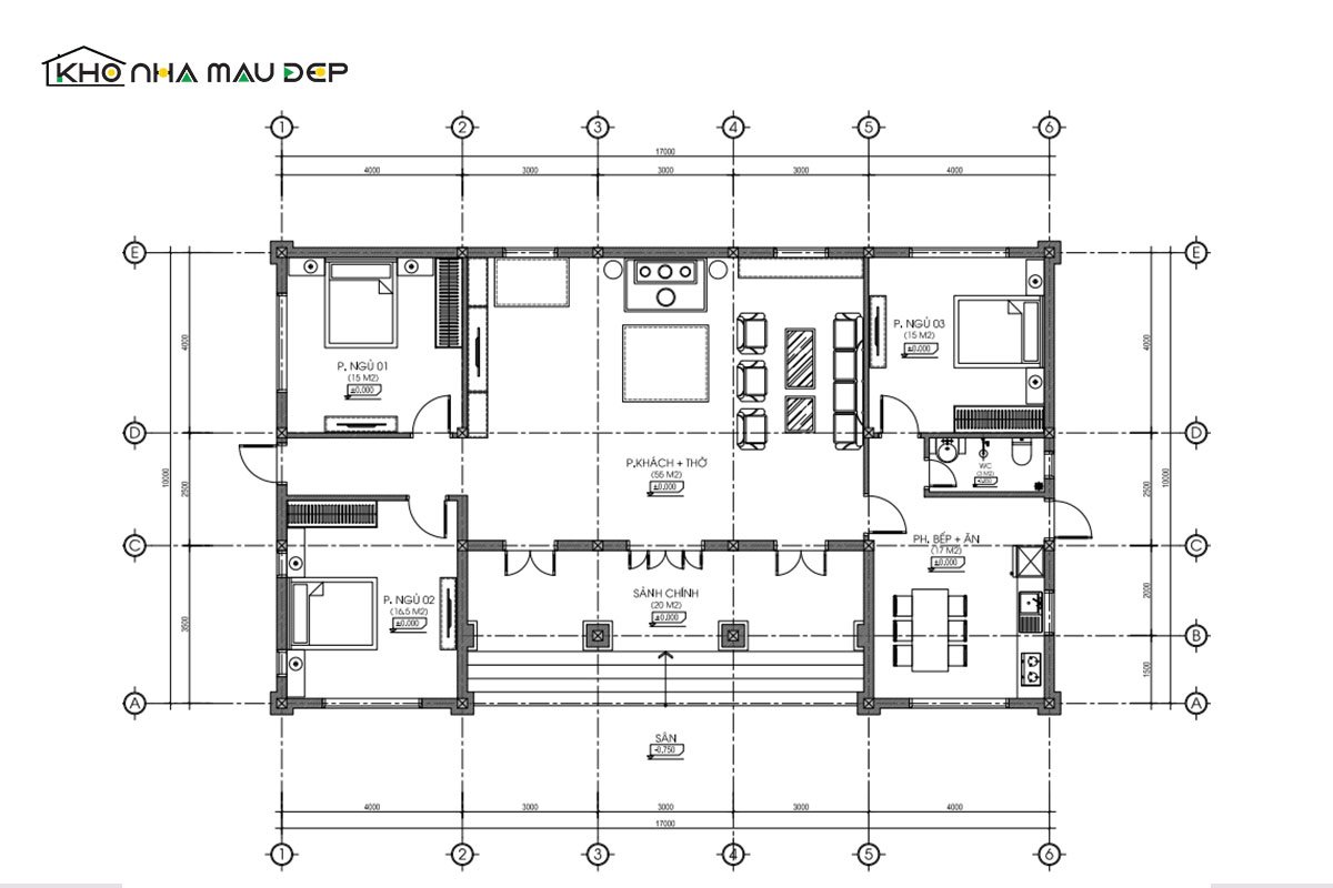 nhà cấp 4 chữ u