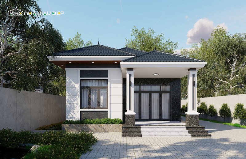 Thiết kế nhà cấp 4 mái ngói đơn giản 