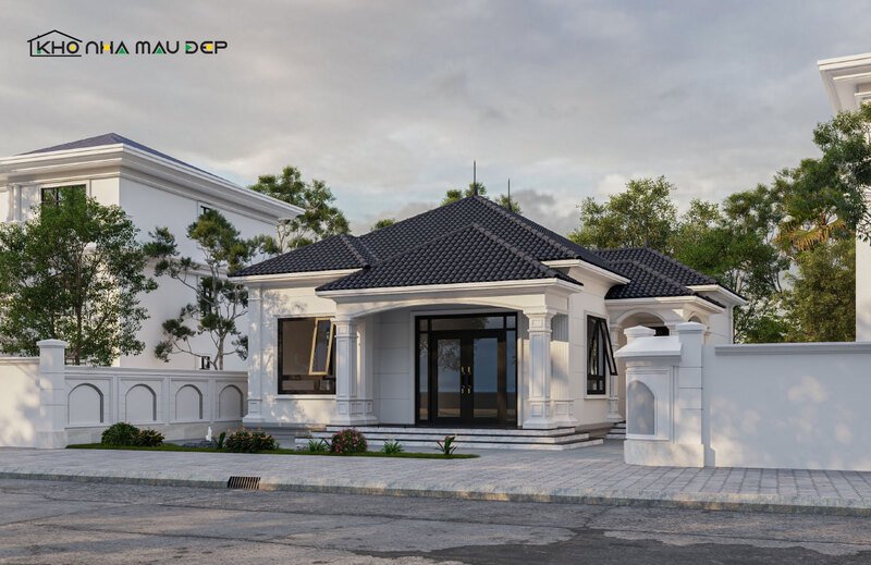 Mẫu nhà cấp 4 mái ngói phong cách hiện đại, tối giản 