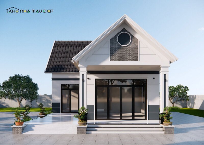 Mẫu nhà cấp 4 mái ngói 2 phòng ngủ diện tích vừa phải 