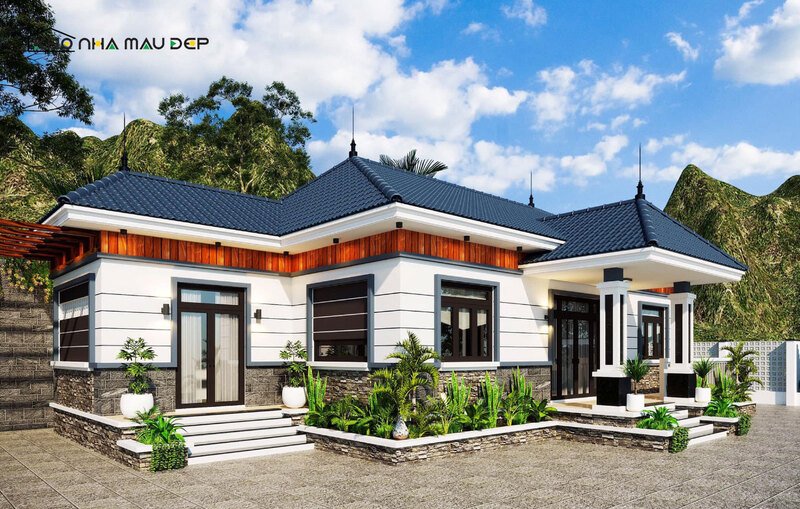 Mẫu nhà cấp 4 mái Nhật lợp ngói 