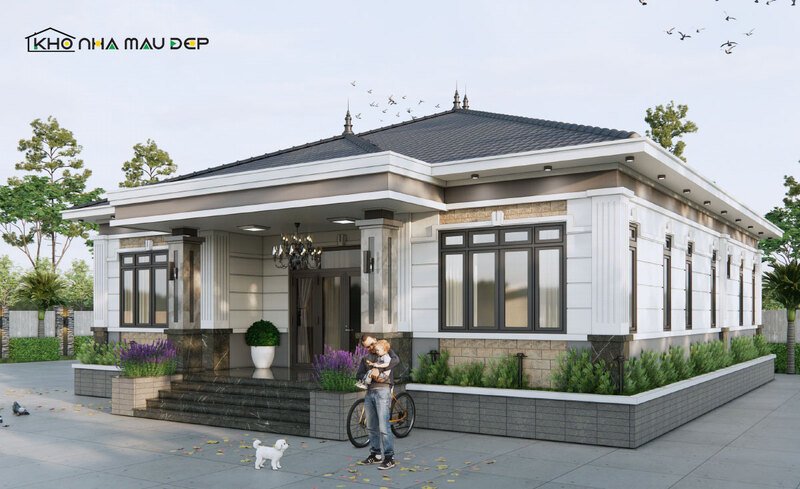 Thiết kế nhà cấp 4 mái Nhật lợp ngói hiện đại 