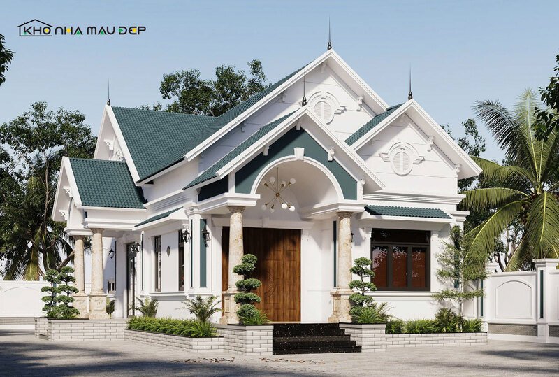 Mẫu nhà cấp 4 mái ngói cổ điển 