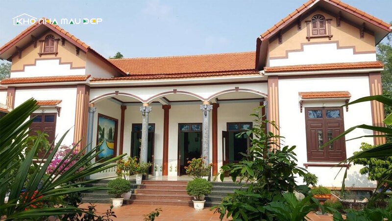 Mẫu nhà cấp 4 mái ngói chữ U 