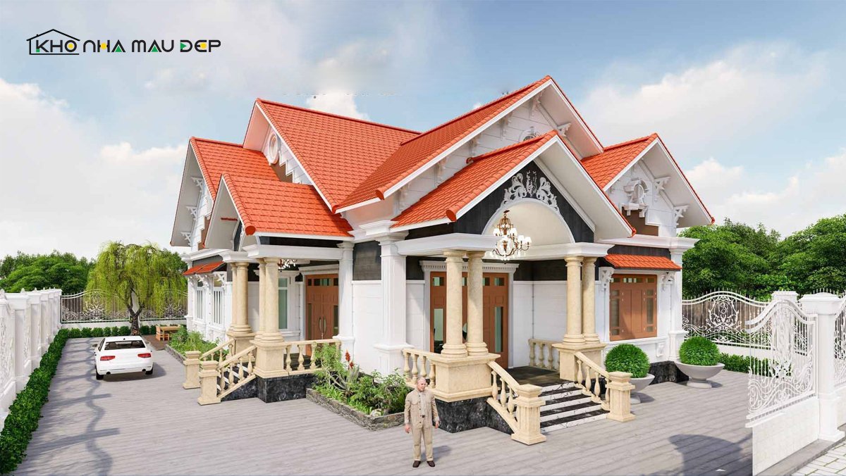 Nhà mái ngói cấp 4 cổ điển 