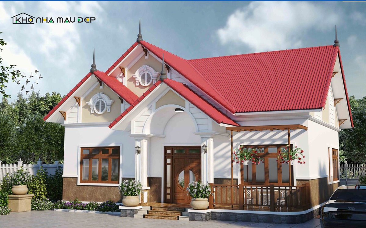 Thiết kế nhà cấp 4 mái Thái ngói đỏ 