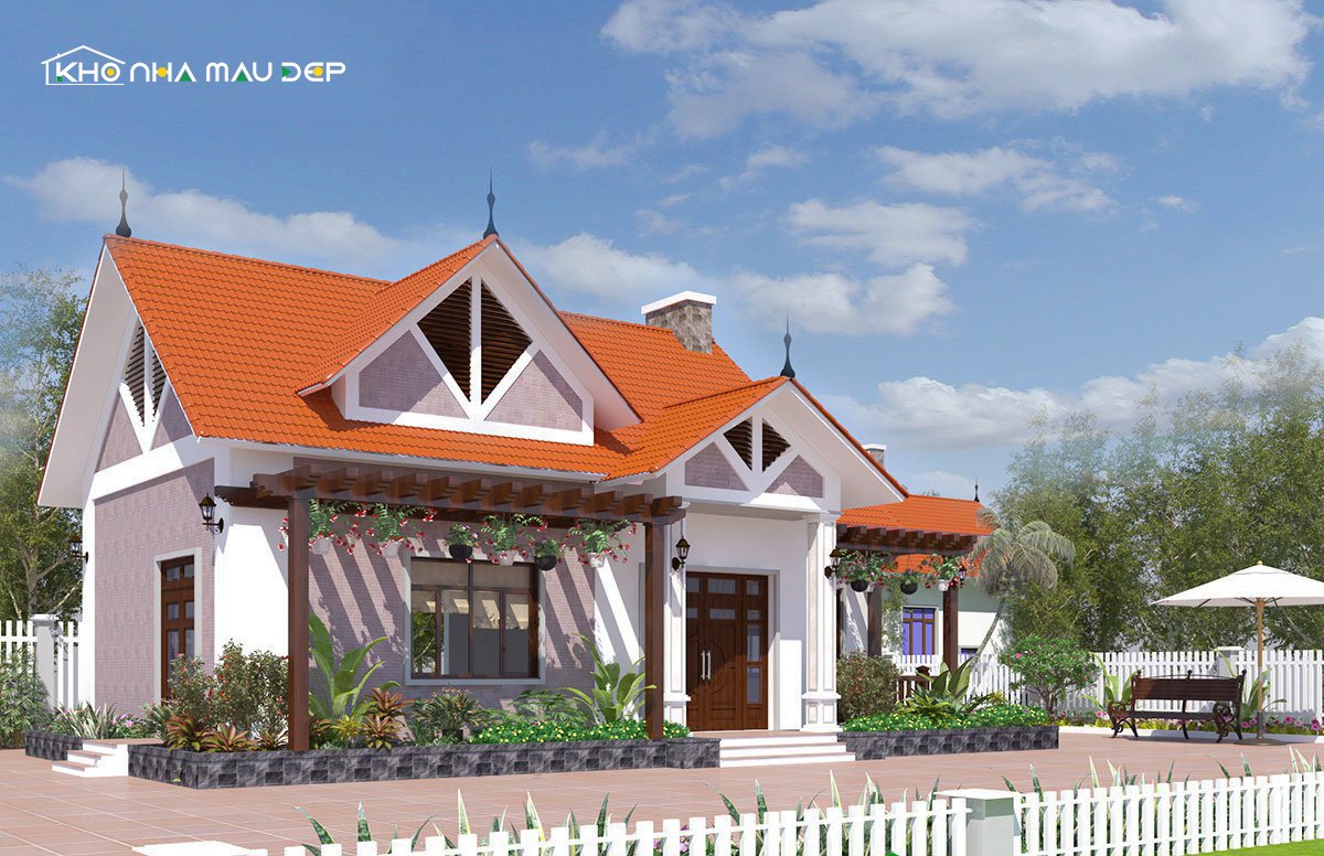 Nhà cấp 4 mái ngói ở nông thôn đẹp, rộng rãi 