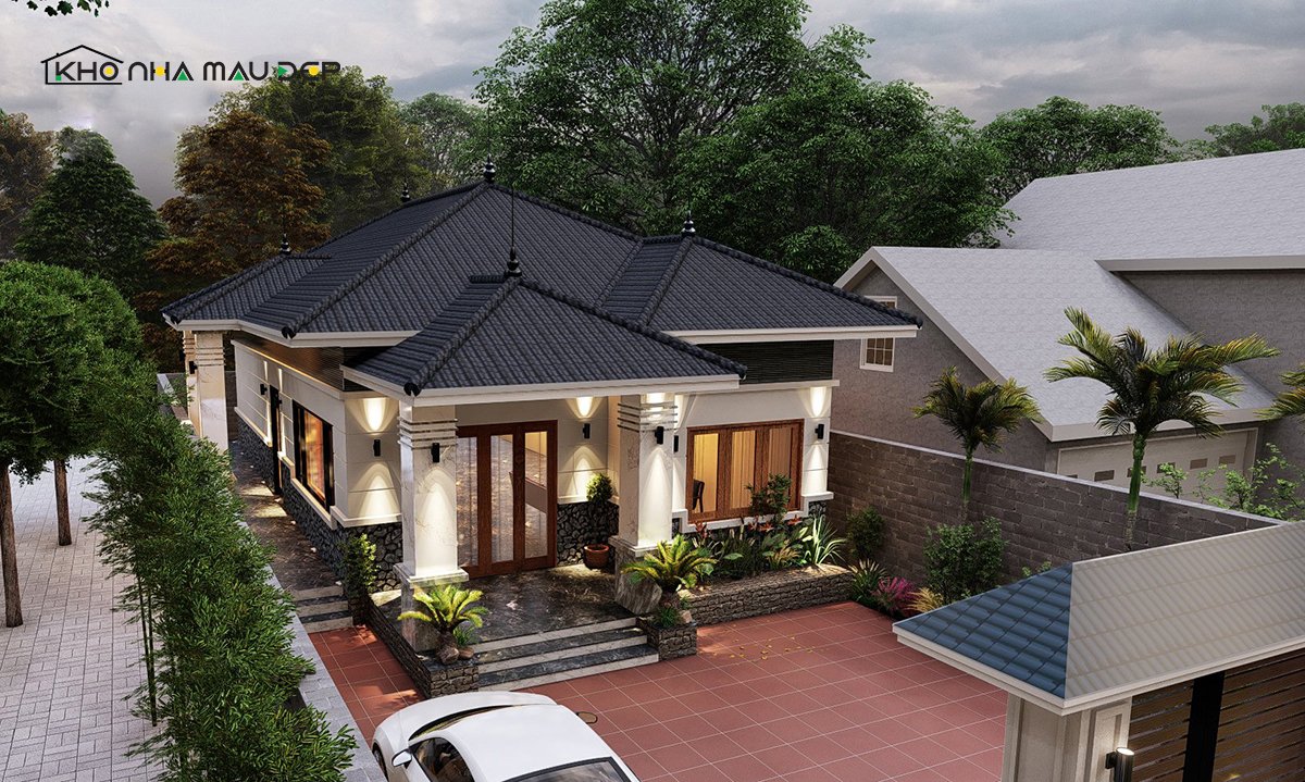 Thiết kế mái ngói hiện đại cho nhà cấp 4 3 phòng ngủ 