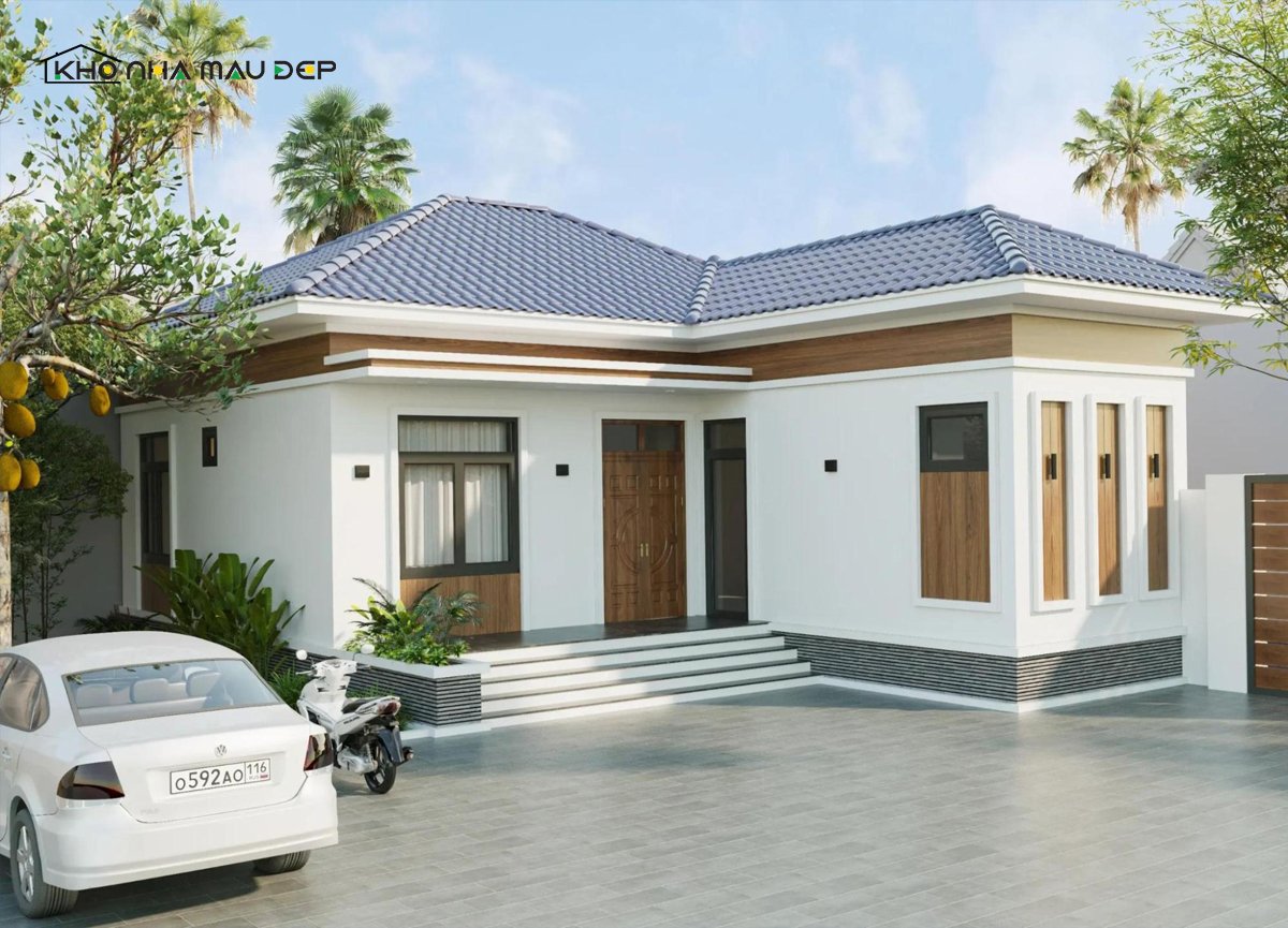 Nhà cấp 4 mái ngói chữ L 