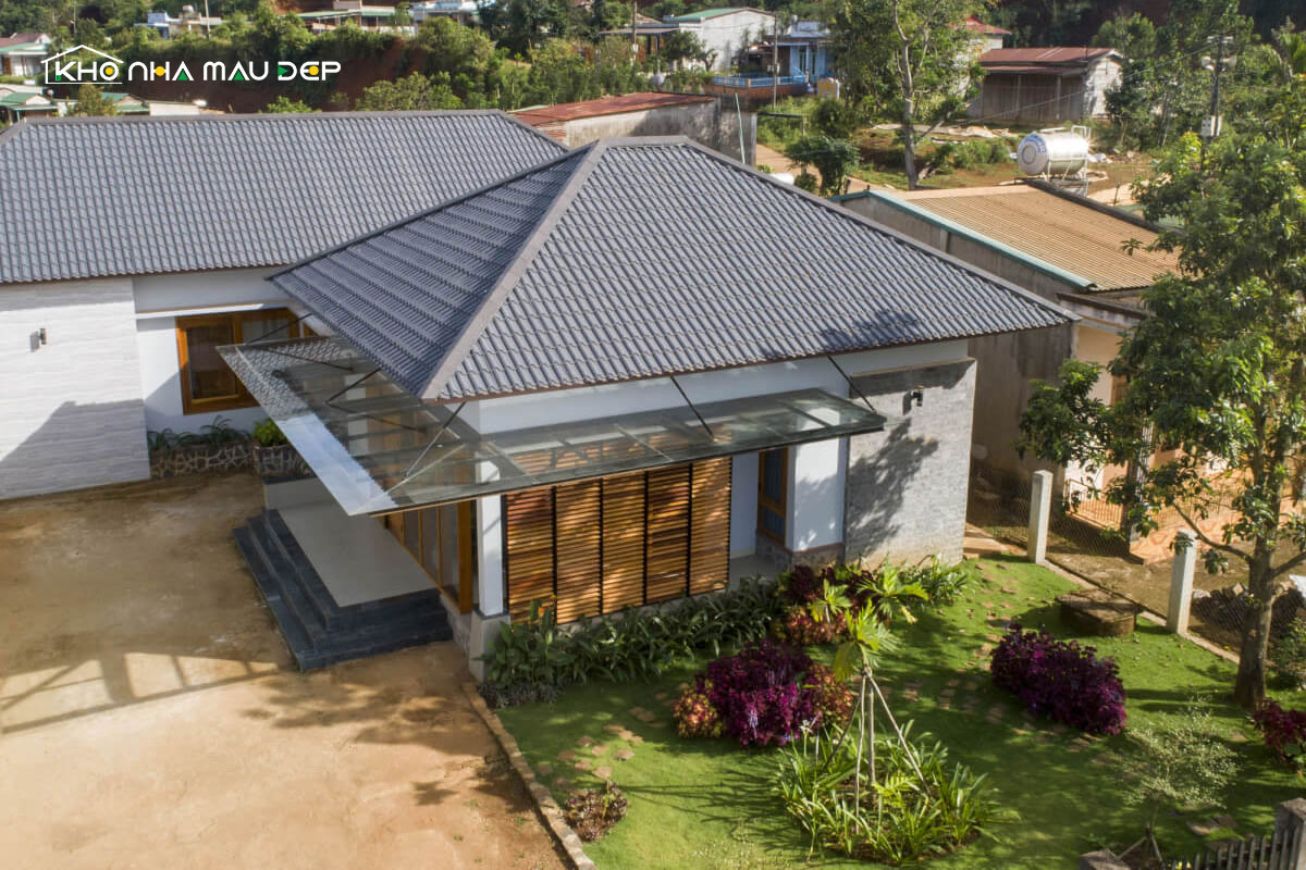 Mẫu nhà vườn cấp 4 mái tôn hiện đại