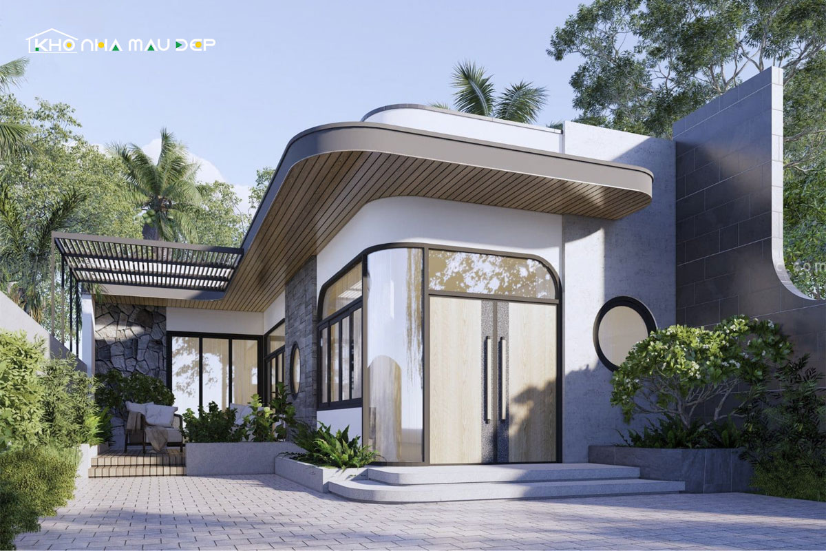 Mẫu nhà vườn cấp 4 chữ L độc đáo