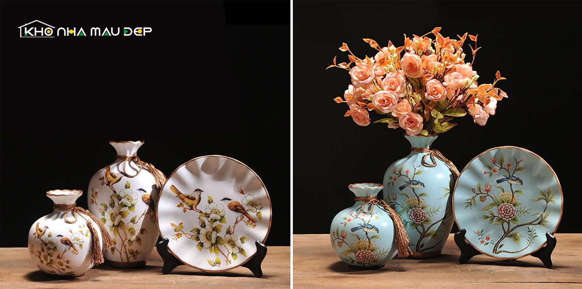 Bộ đĩa mỹ nghệ tinh xảo làm quà mừng về nhà mới