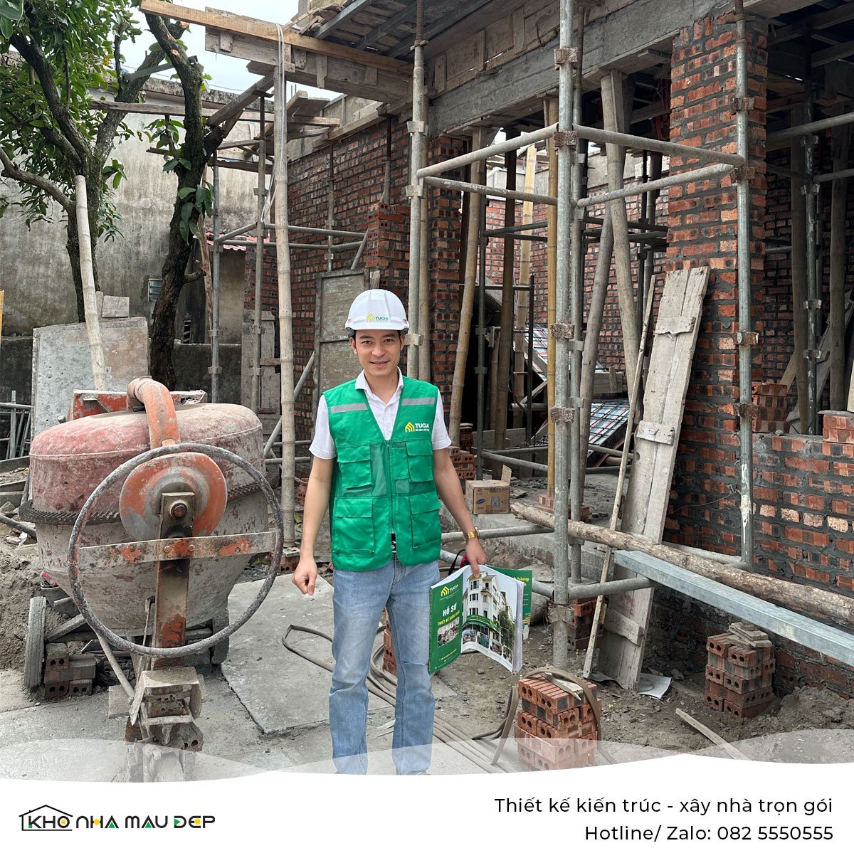 Xây nhà 2 tầng mái Thái trọn gói tại Thái Bình