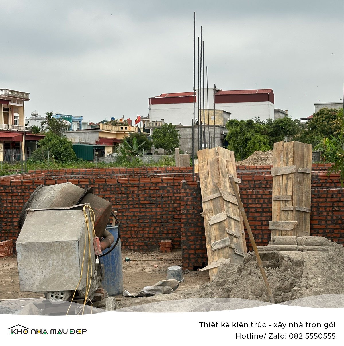 Xây nhà 2 tầng mái Thái trọn gói tại Thái Bình