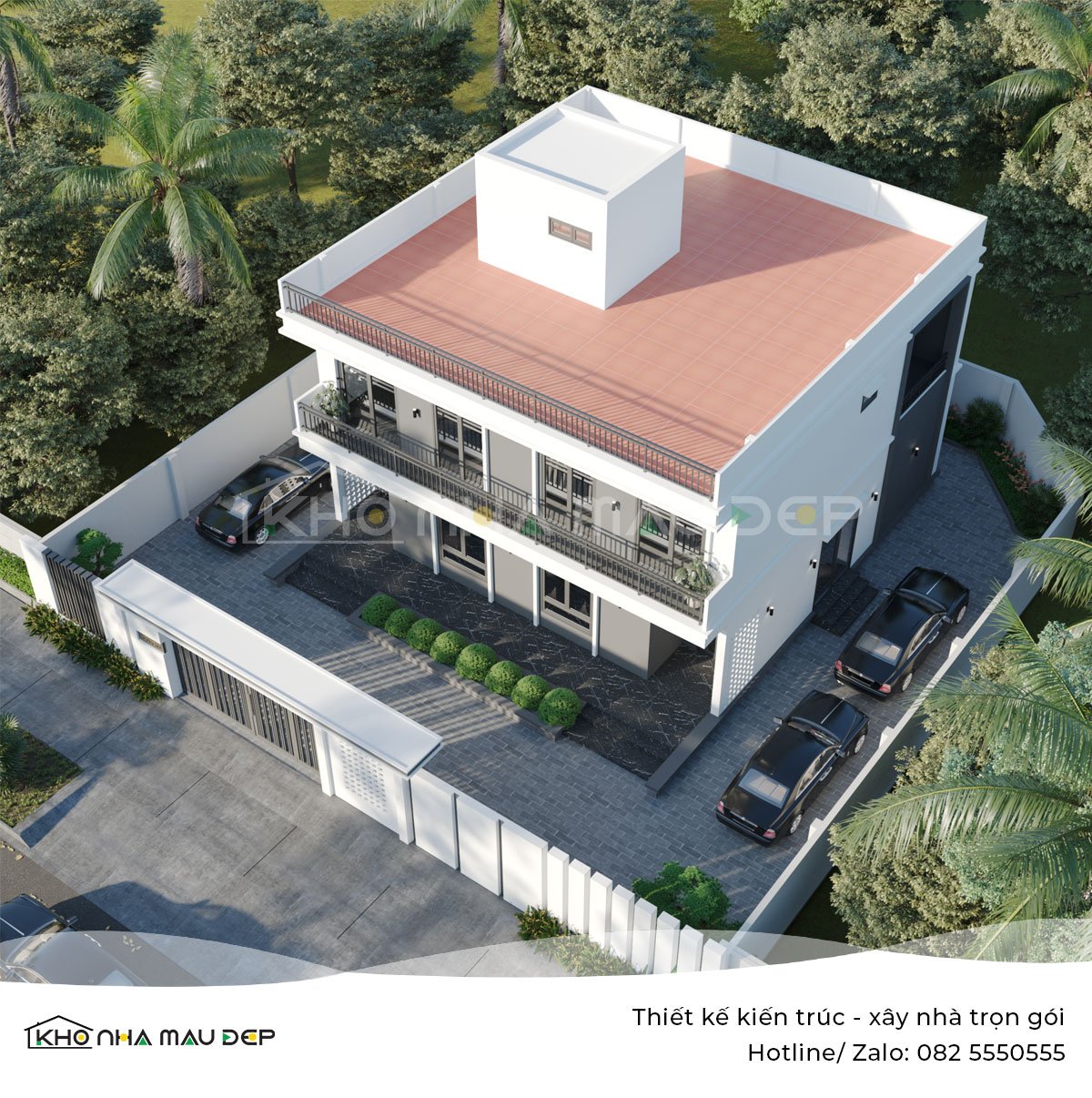 Xây nhà trọn gói: Nhà song lập 2 tầng 1 tum anh Quân, Hải Phòng 