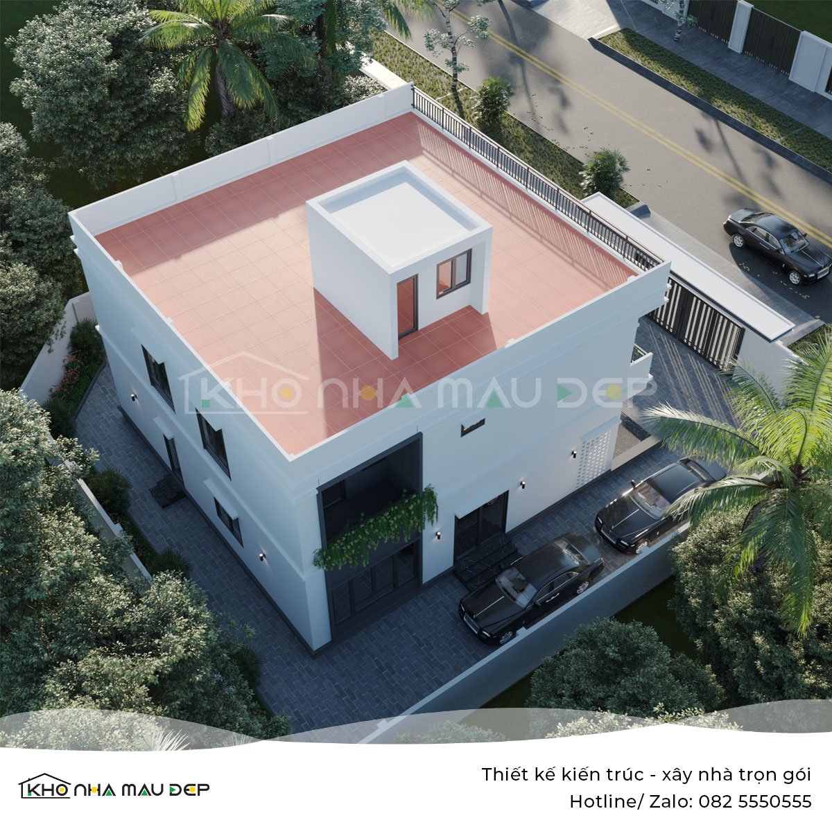 Xây nhà trọn gói: Nhà song lập 2 tầng 1 tum anh Quân, Hải Phòng 