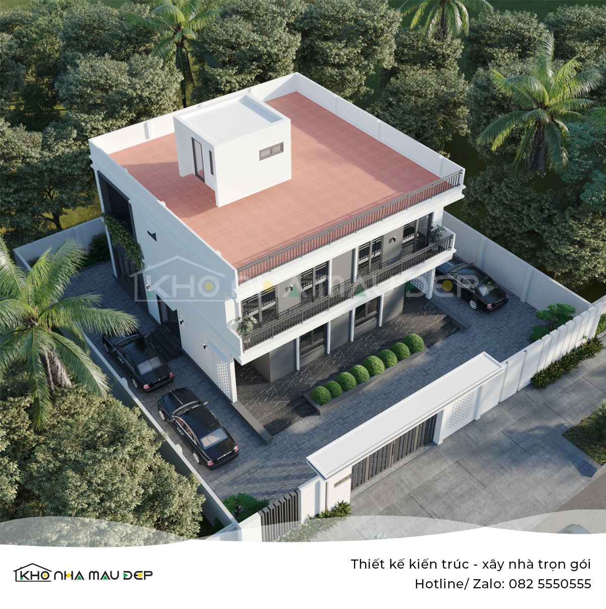 Xây nhà trọn gói: Nhà song lập 2 tầng 1 tum anh Quân, Hải Phòng 